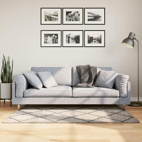 Shaggy gulvtæppe PAMPLONA 80x150 cm høj luv beige antracitgrå