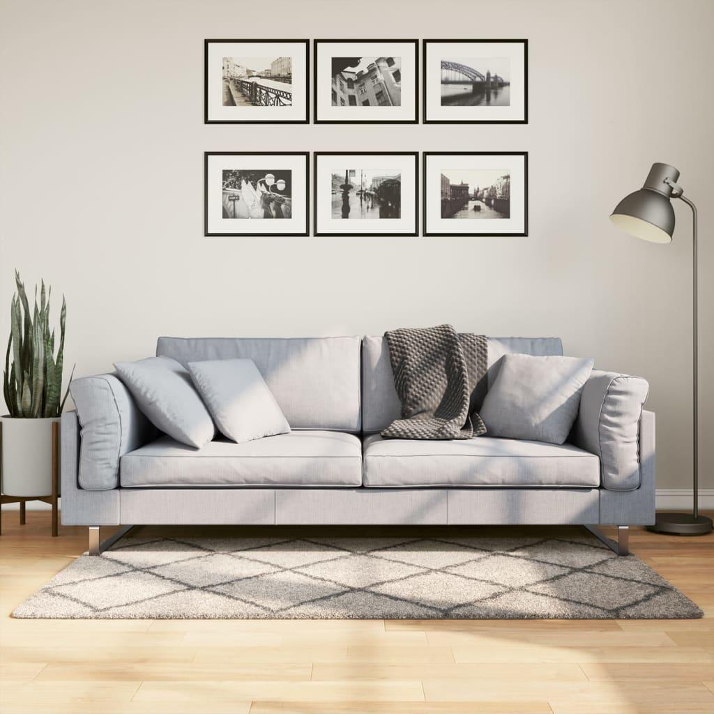 Shaggy gulvtæppe PAMPLONA 80x150 cm høj luv beige antracitgrå
