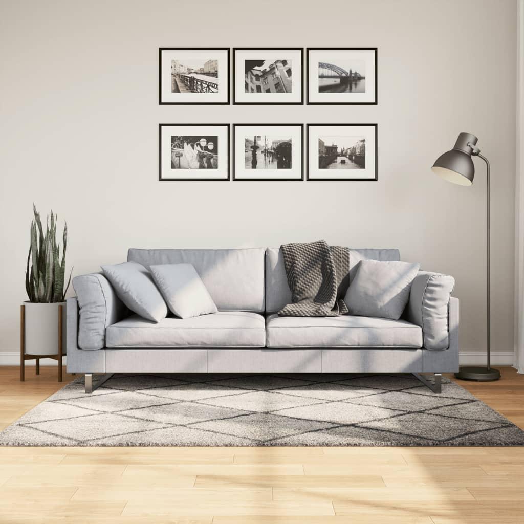 Shaggy gulvtæppe PAMPLONA 120x170 cm høj luv beige antracitgrå