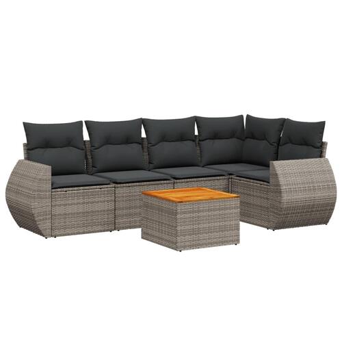 Sofasæt til haven 6 dele med hynder polyrattan grå