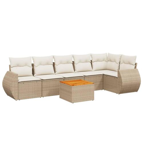 Sofasæt til haven 7 dele med hynder polyrattan beige