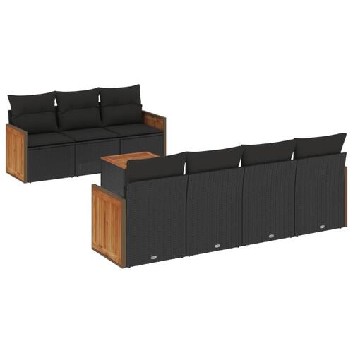 Sofasæt til haven 8 dele med hynder polyrattan sort