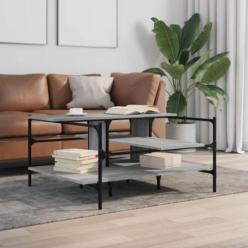 Sofabord 100x100x48,5 cm konstrueret træ grå sonoma-eg