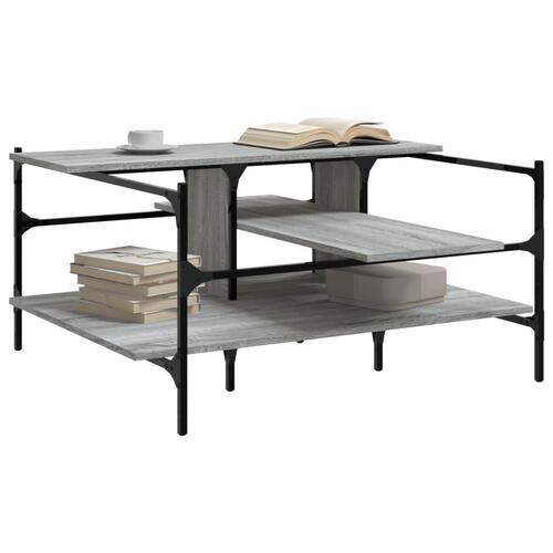 Sofabord 100x100x48,5 cm konstrueret træ grå sonoma-eg