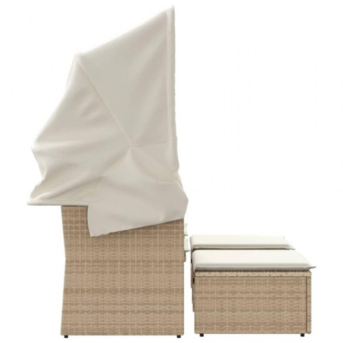 2-personers havesofa med baldakin og skamler - beige