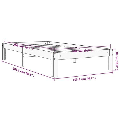 Sengeramme 100x200 cm massivt fyrretræ gyldenbrun