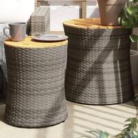 Haveborde 2 stk. med træplade polyrattan grå