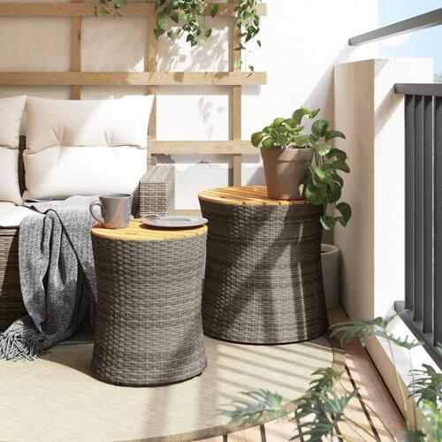 Haveborde 2 stk. med træplade polyrattan grå