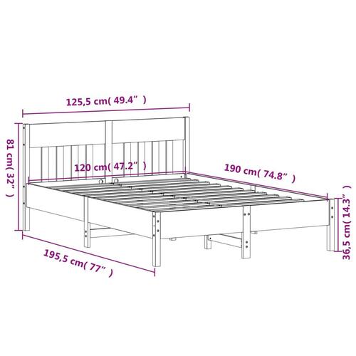 Sengeramme med sengegavl 120x190 cm massivt fyrretræ gyldenbrun