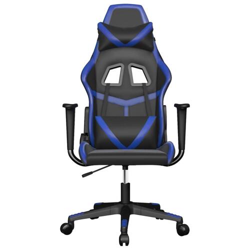 Gamingstol m. massagefunktion kunstlæder sort og blå