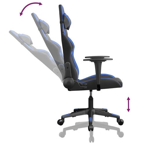 Gamingstol m. massagefunktion kunstlæder sort og blå