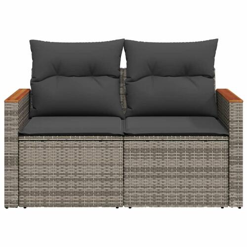 2-personers havesofa med hynder polyrattan grå