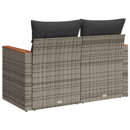 2-personers havesofa med hynder polyrattan grå