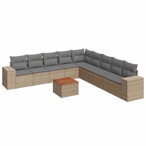 Sofasæt til haven 10 dele med hynder polyrattan beige