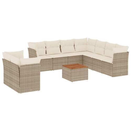 Sofasæt til haven 11 dele med hynder polyrattan beige