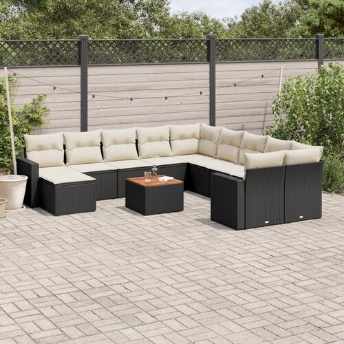 Sofasæt til haven 12 dele med hynder polyrattan sort