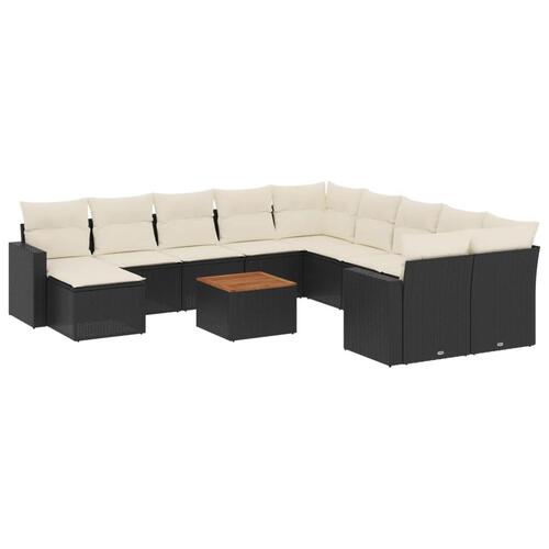 Sofasæt til haven 12 dele med hynder polyrattan sort