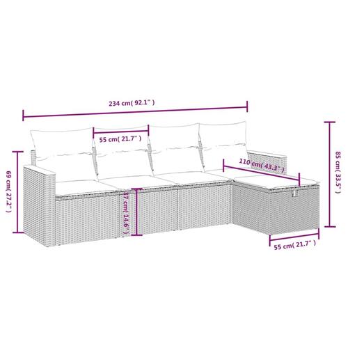 Sofasæt til haven 5 dele med hynder polyrattan beige