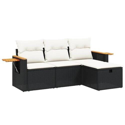 Sofasæt til haven 4 dele med hynder polyrattan sort