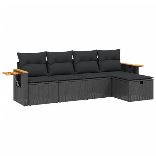 Sofasæt til haven 5 dele med hynder polyrattan sort