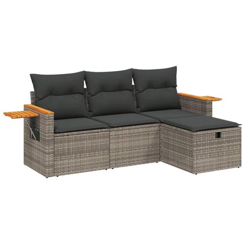 Sofasæt til haven 4 dele med hynder polyrattan grå