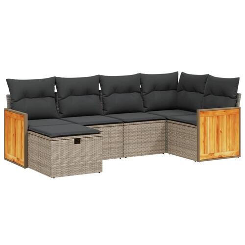 Sofasæt til haven 6 dele med hynder polyrattan grå