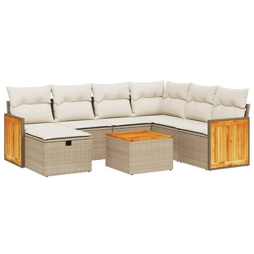 Sofasæt til haven 8 dele med hynder polyrattan beige
