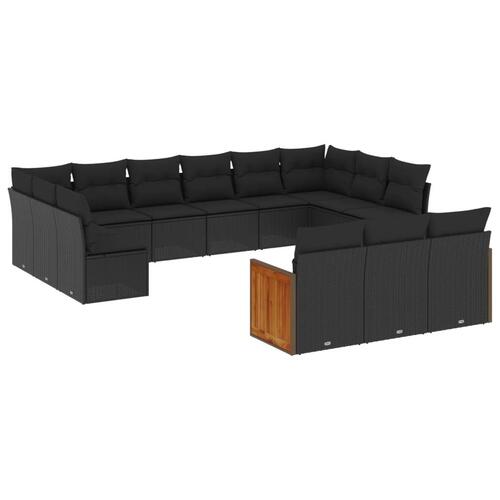 Sofasæt til haven 13 dele med hynder polyrattan sort