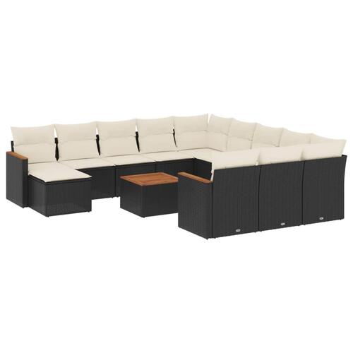 Sofasæt til haven 13 dele med hynder polyrattan sort