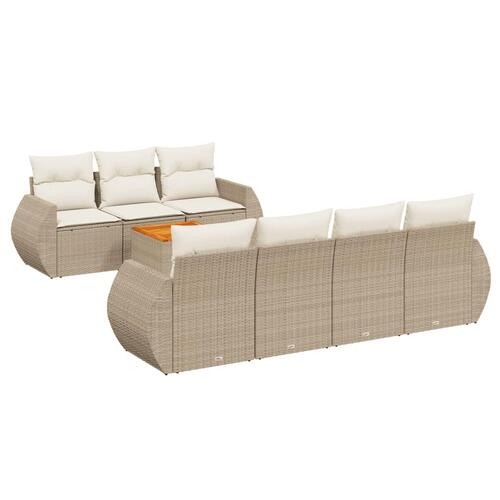 Sofasæt til haven 8 dele med hynder polyrattan beige