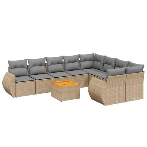 Sofasæt til haven 10 dele med hynder polyrattan beige