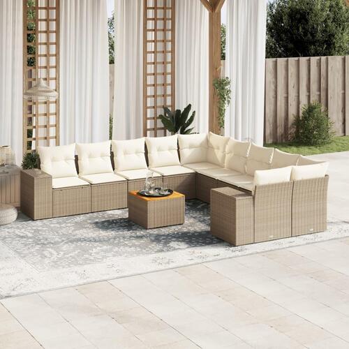 Sofasæt til haven 11 dele med hynder polyrattan beige