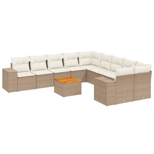 Sofasæt til haven 11 dele med hynder polyrattan beige