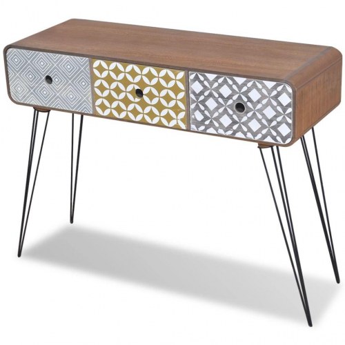 Konsolbord med 3 skuffer brun