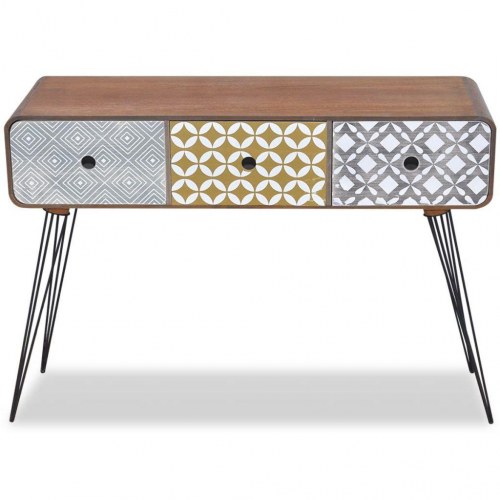 Konsolbord med 3 skuffer brun