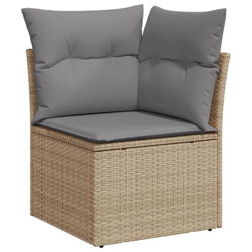 Havesofasæt 10 dele med hynder polyrattan beige