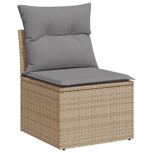 Havesofasæt 10 dele med hynder polyrattan beige