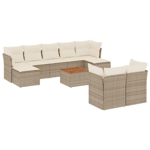 Sofasæt til haven 10 dele med hynder polyrattan beige
