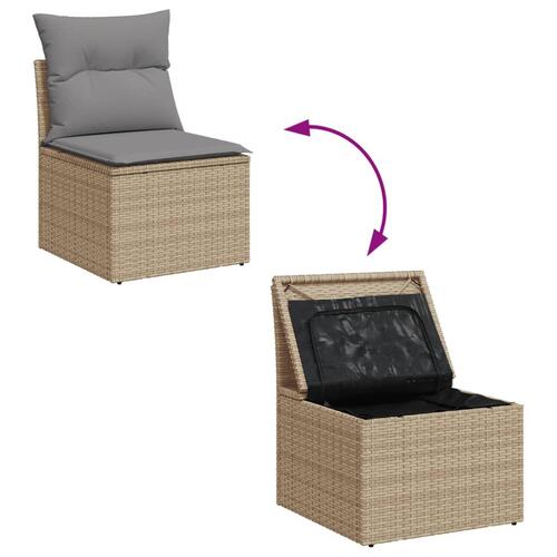 Havesofasæt 11 dele med hynder polyrattan beige