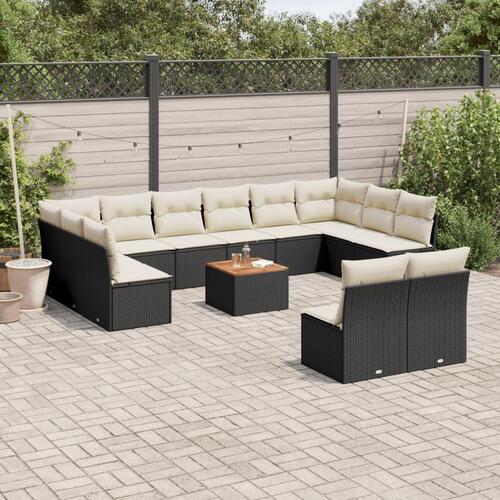 Sofasæt til haven 13 dele med hynder polyrattan sort