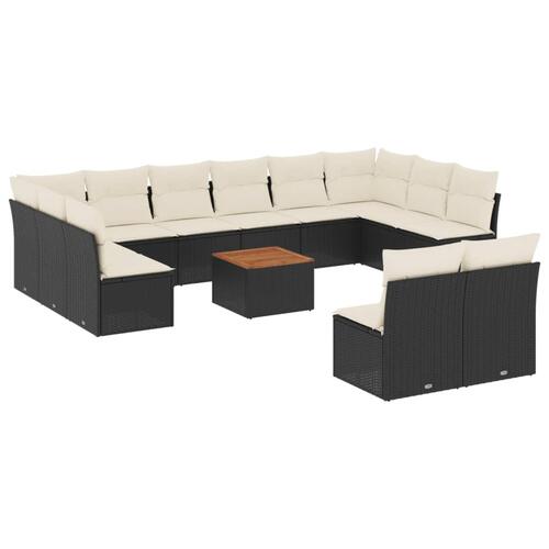 Sofasæt til haven 13 dele med hynder polyrattan sort