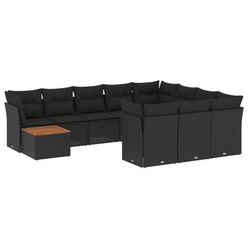 Sofasæt til haven 11 dele med hynder polyrattan sort