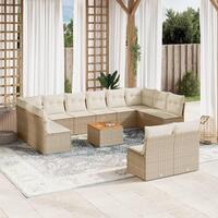 Sofasæt til haven 13 dele med hynder polyrattan beige
