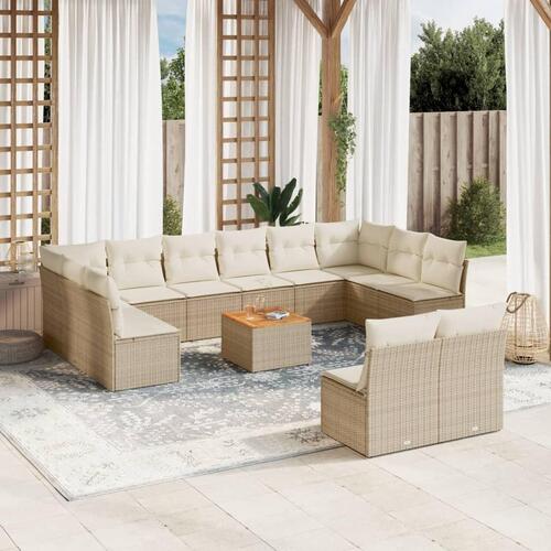 Sofasæt til haven 13 dele med hynder polyrattan beige