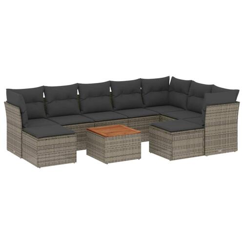 Sofasæt til haven 10 dele med hynder polyrattan grå