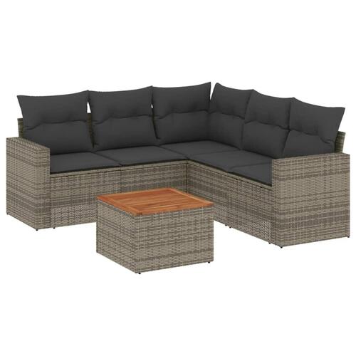 Sofasæt til haven 6 dele med hynder polyrattan grå