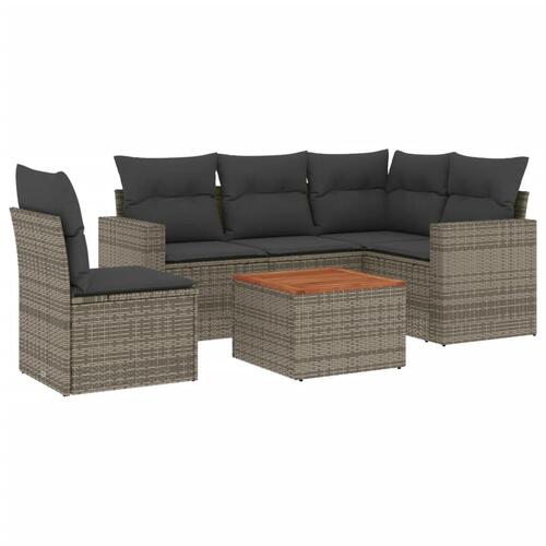 Sofasæt til haven 6 dele med hynder polyrattan grå