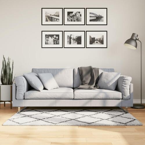 Shaggy gulvtæppe PAMPLONA 80x150 cm høj luv creme og sort