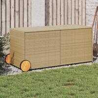 Opbevaringsboks med hjul 283 l polyrattan beige