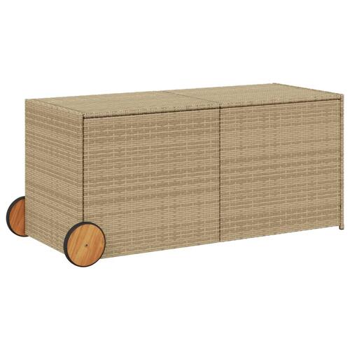 Opbevaringsboks med hjul 283 l polyrattan beige